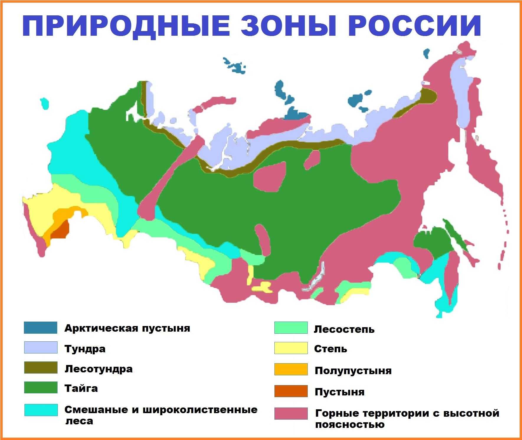 Расположение природных зон на карте России
